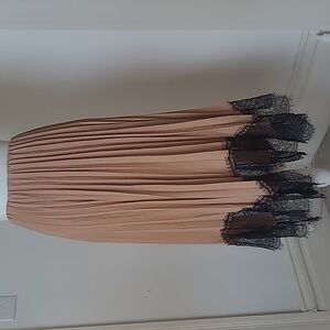 NWOT Lush Pleated Skirt with Black Lace Hem